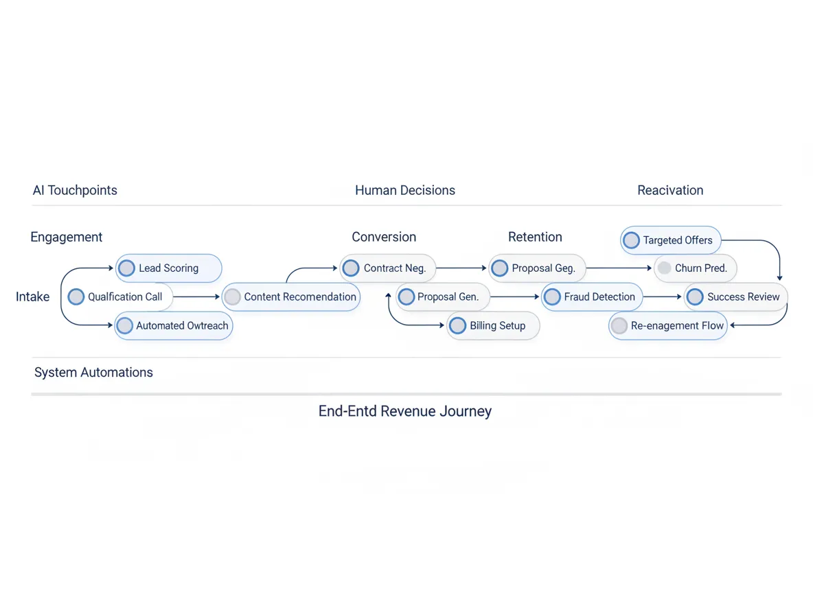 End-to-end connected revenue flow diagram illustration